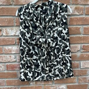 Theory Camo Print Sleeveless Blouse